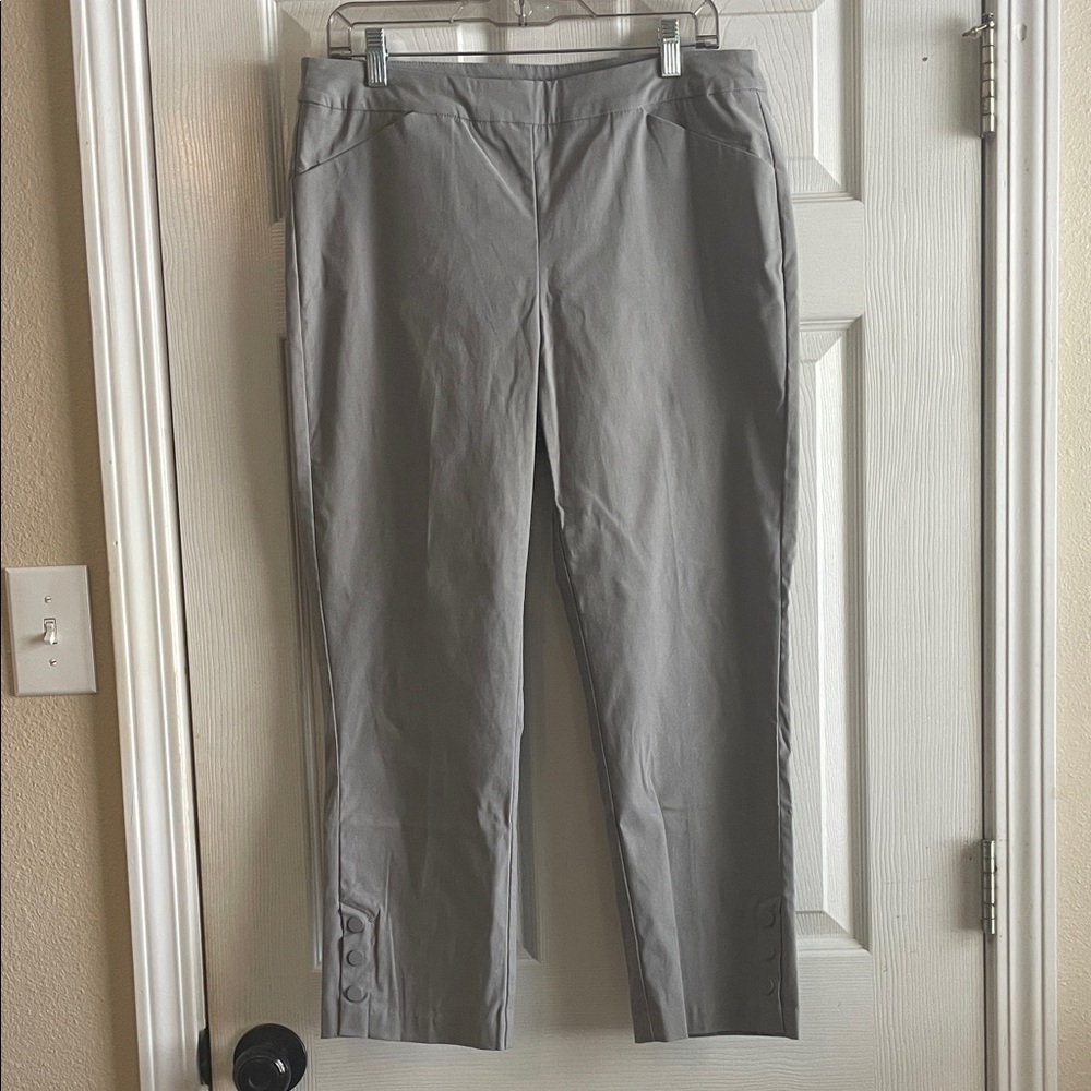 Tribal Size 12 Gray Ankle Pants Snap Hem Detail